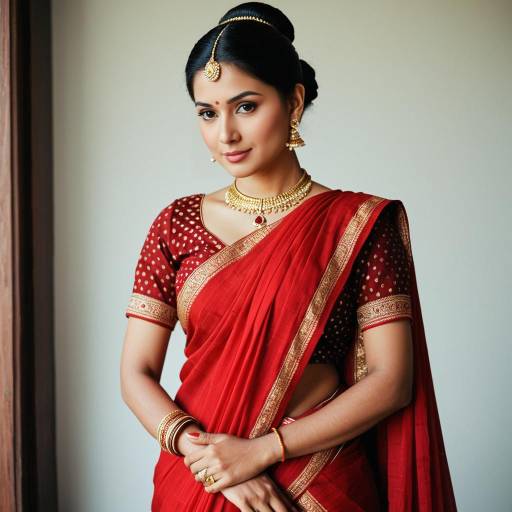 Indian Woman in Traditional Red Saree