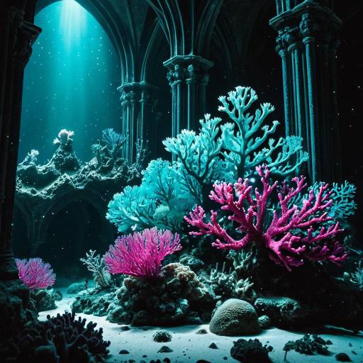Bioluminescent Coral in Flooded Cathedral