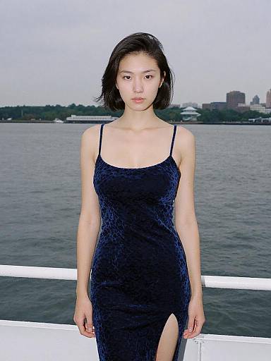 Chic Velvet Dress on Hudson River