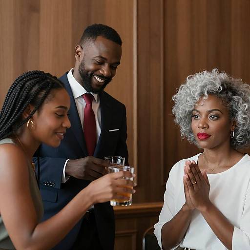 Elegant Gathering in a Wood-Paneled Room