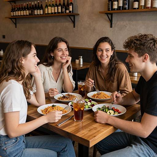 Cheerful Friends Sharing Meal Together