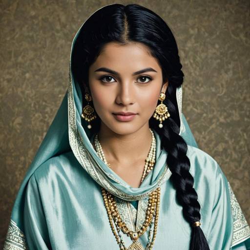 Pakistani Woman in Traditional Dress and Jewelry