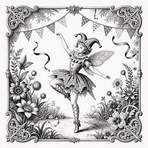 Elegant Harlequin Fairy Carnival Dance