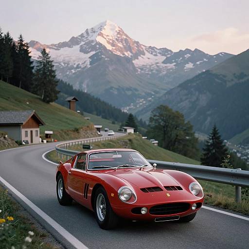 Cinematic Red Ferrari in Swiss Alps