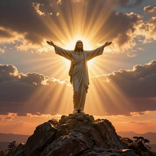 Radiant Christ on Summit at Sunset