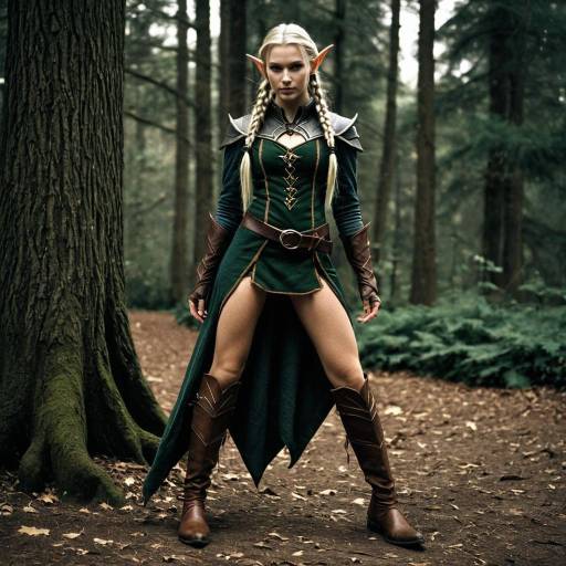 Dark Elf Female in Forest Costume