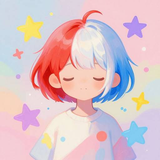 Whimsical Red White Blue Dreamscape