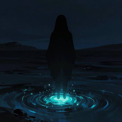 Ghostly Mariner in Bioluminescent Ocean