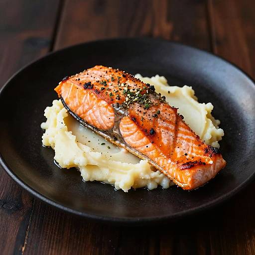 Grilled Salmon on Creamy Mashed Potatoes