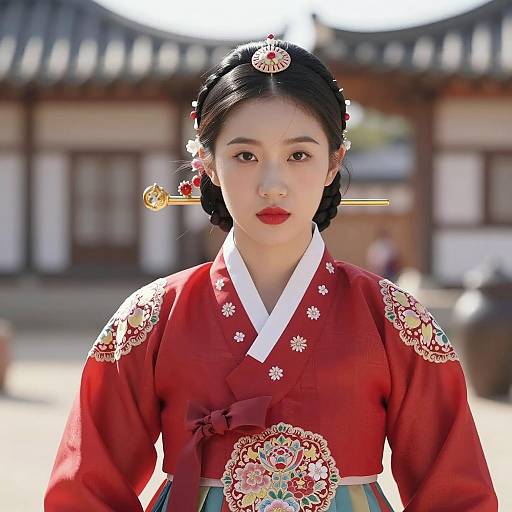 Young Woman in Traditional Korean Hanbok