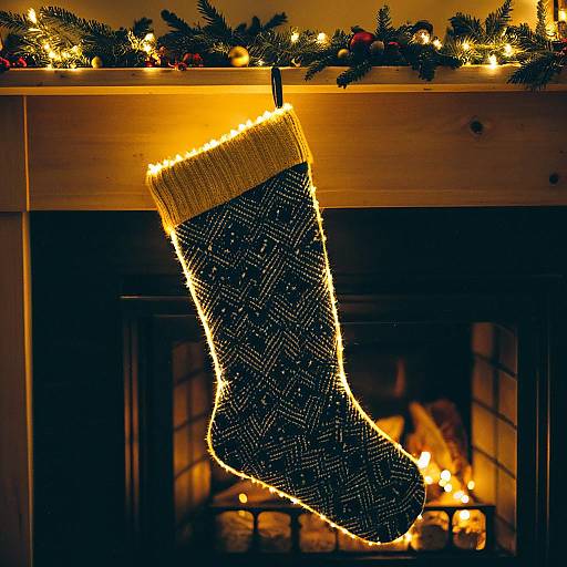 Cozy Close-Up Christmas Stocking with Lights