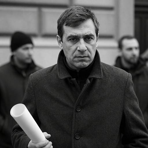 Intense Middle-aged Man in Black and White