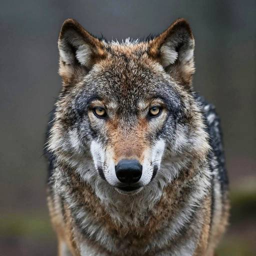 Elegant Wolf Portrait in Misty Forest