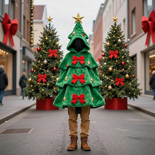 Festive Christmas Tree Costume in City