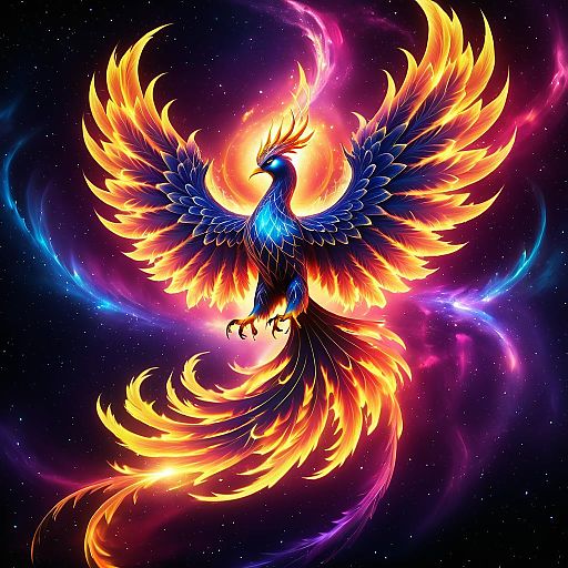 Ethereal Phoenix in a Fiery Nebula Ethereal Phoenix in a Fiery Nebula