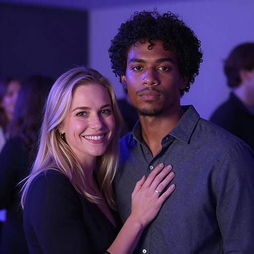 Couple in Moody Purple and Blue Lighting