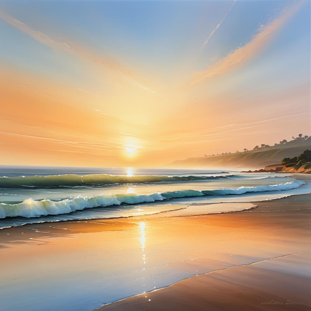 Tranquil Coastal Sunset Landscape Painting