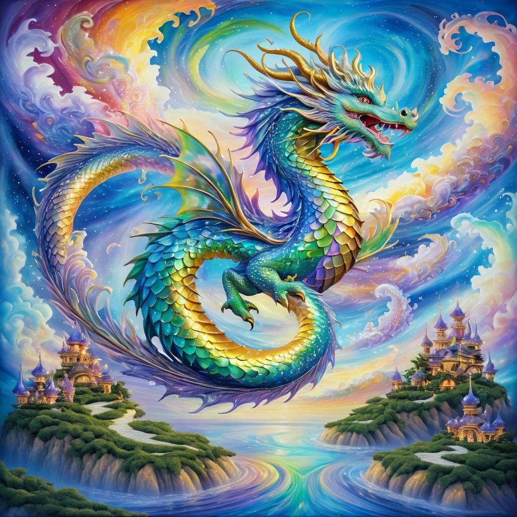 Whimsical Dragon in a Fantastical Sky