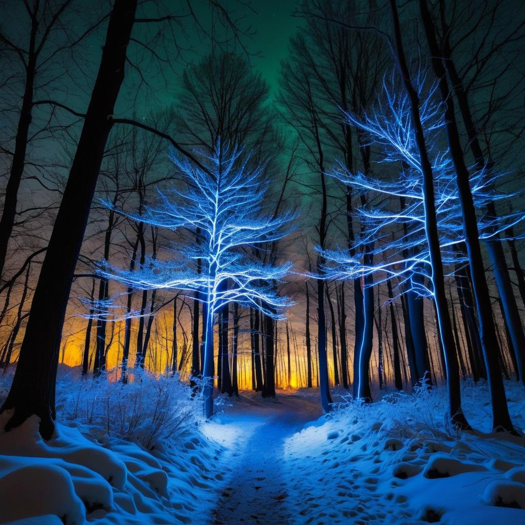 Enchanting Winter Forest at Night