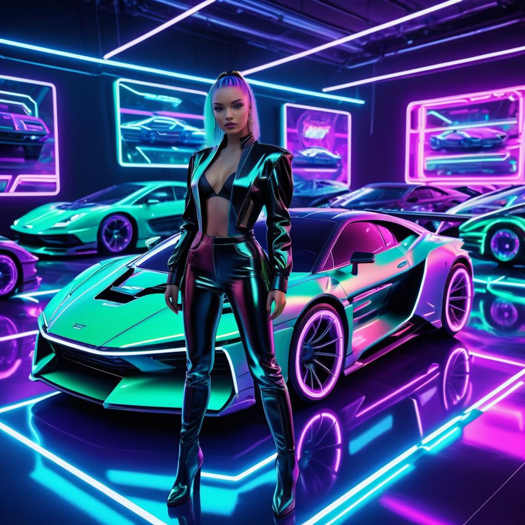 Futuristic Cyberpunk Sports Car Showcase