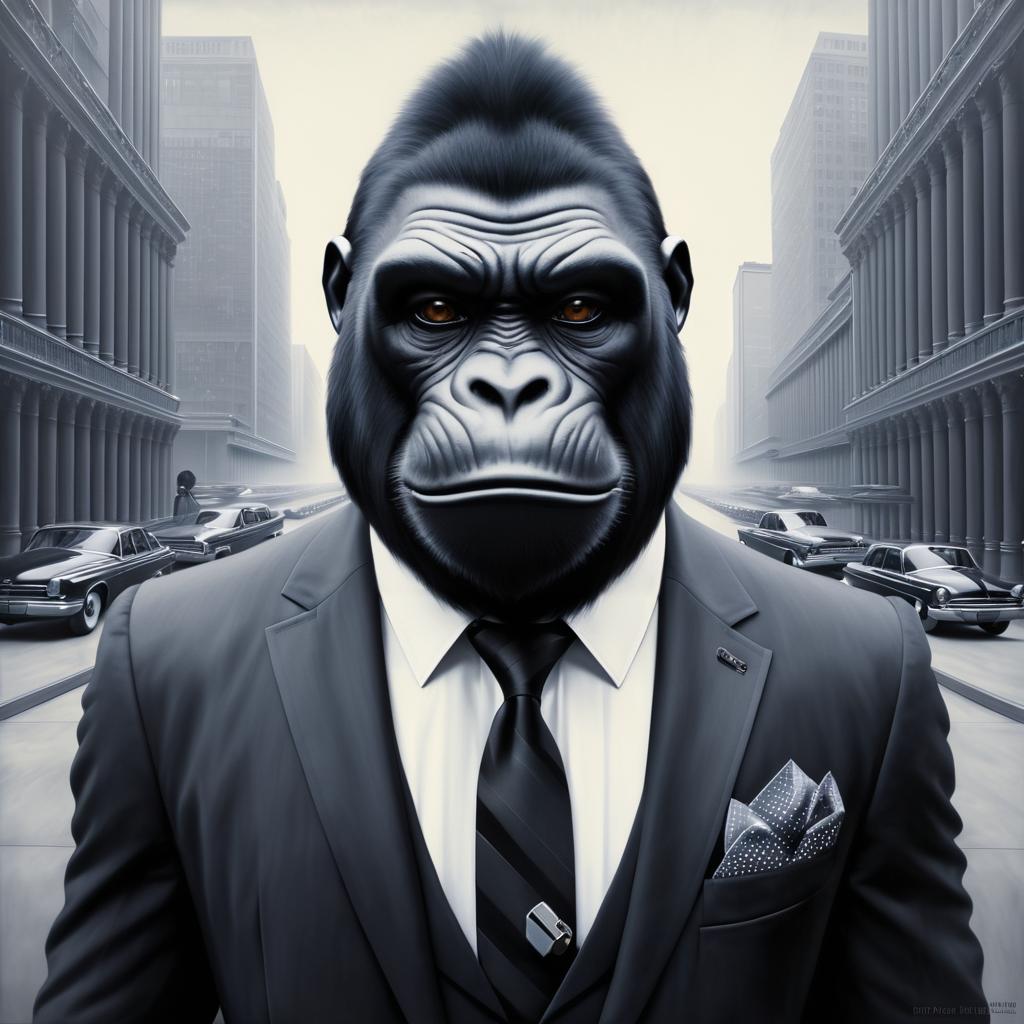 Gorilla in Business Fashion: Surrealism Art