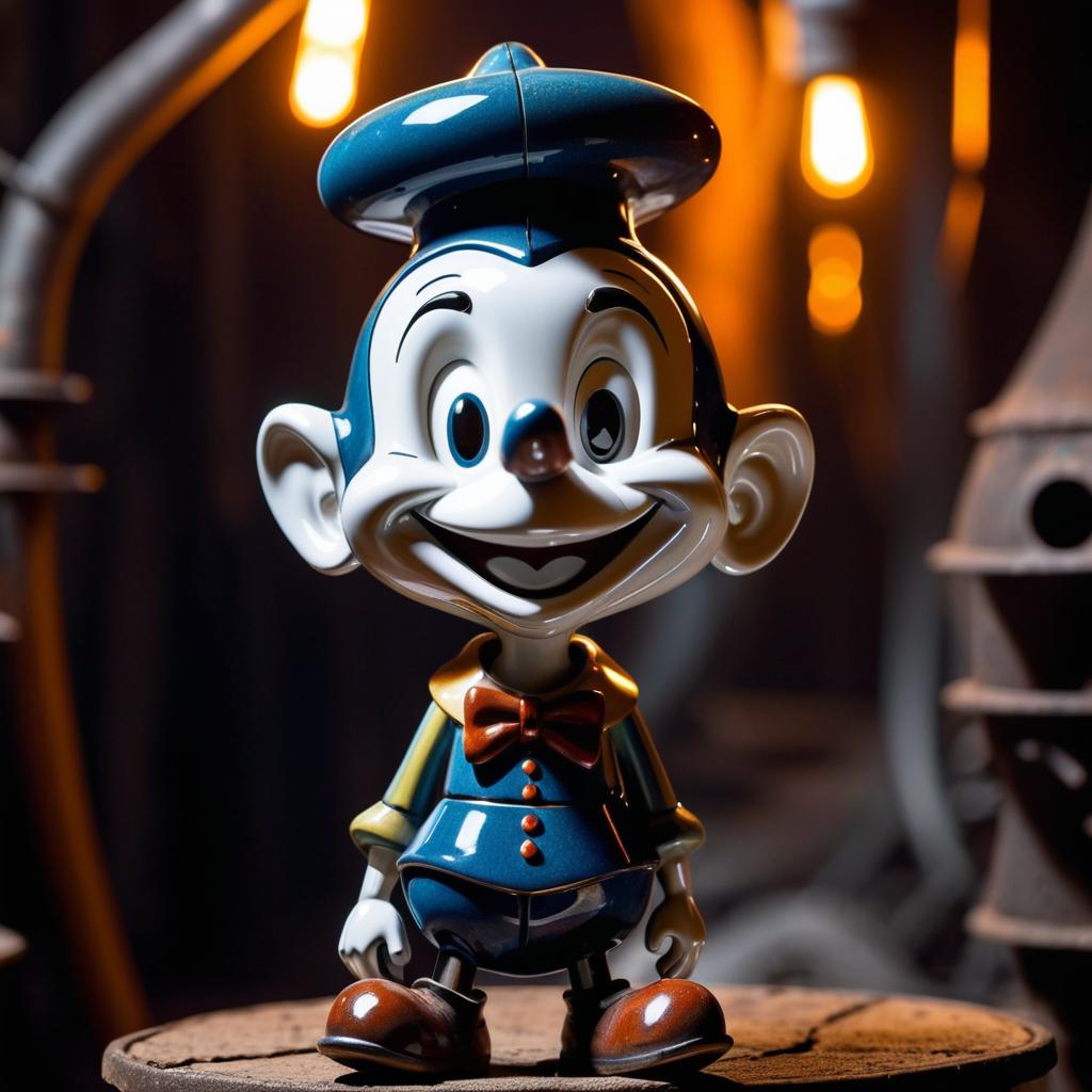 Sinister Pinocchio in Shadowy Factory