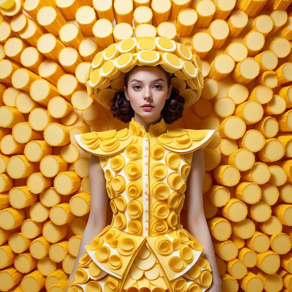 Elegant Cheese Slice Fashion Portrait