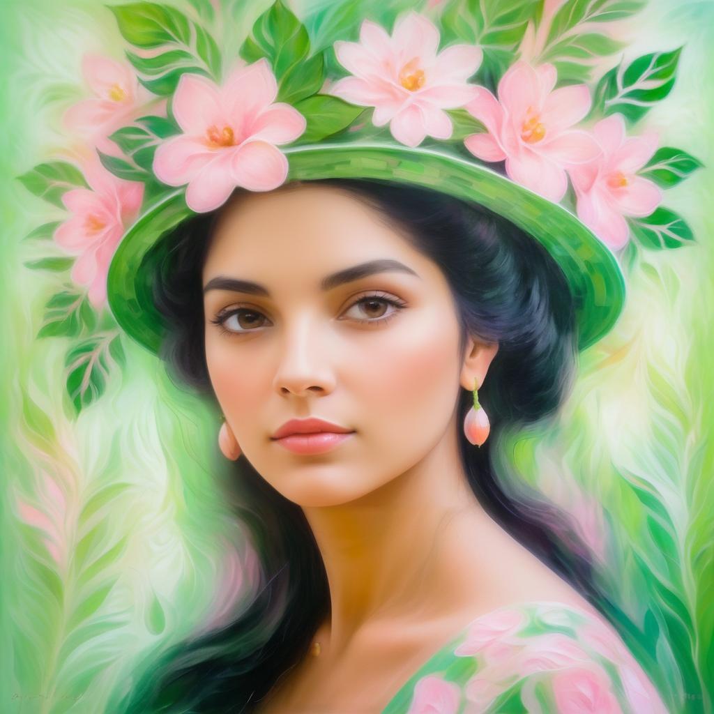 Surreal Floral Portrait of a Hispanic Woman