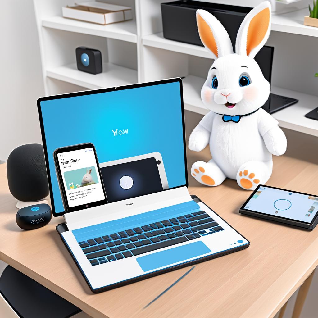 Tech-Savvy Rabbit with a Laptop