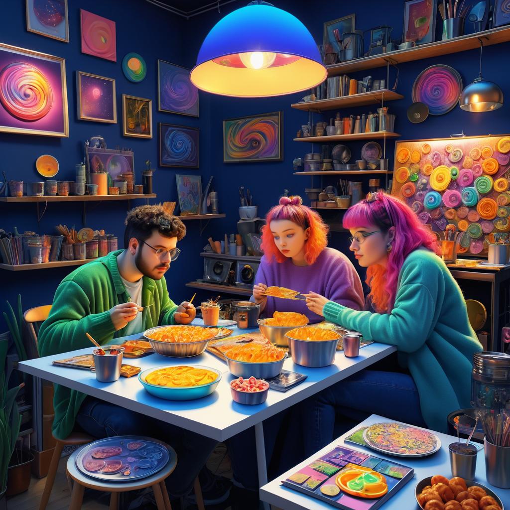 Surreal Artists Late-Night Snack Scene