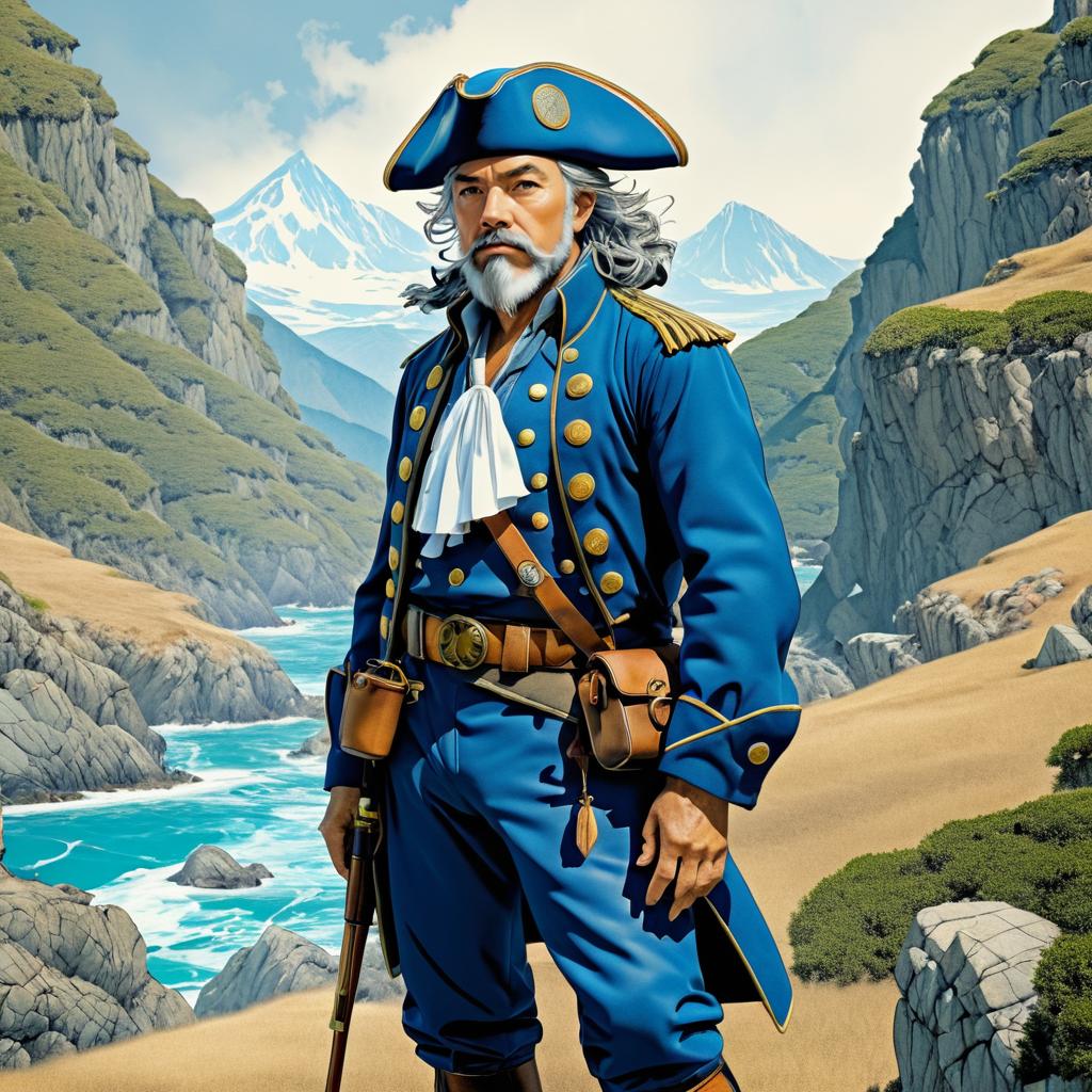 Epic Mountain Sea Captain Illustration