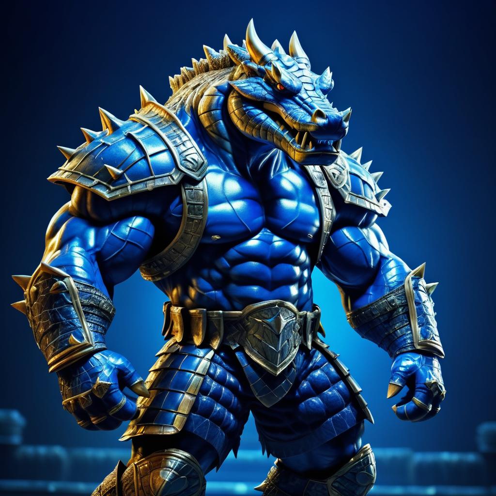 Muscular Crocodile Warrior in 3D