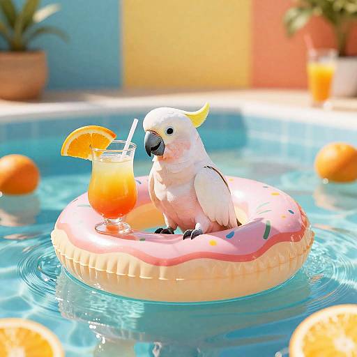 Tropical Parrot on Inflatable Float