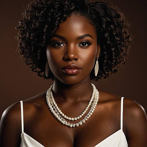 Elegant African American Woman with Pearl Jewelry