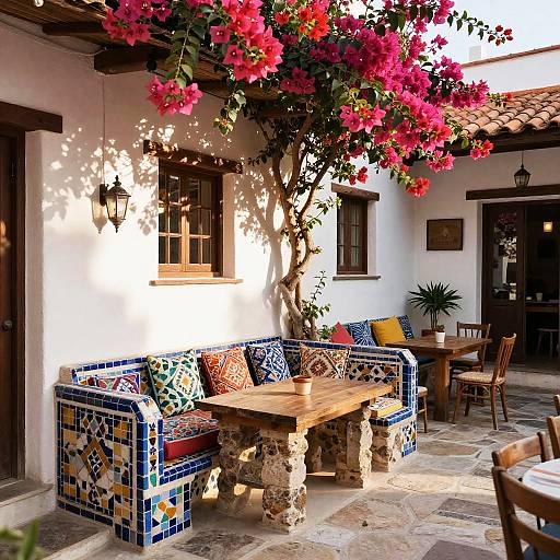 Mediterranean Mosaic Courtyard Seating