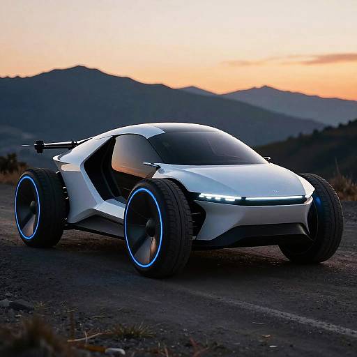 Futuristic White and Black Drone Vehicle