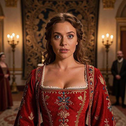 Renaissance Woman in Embroidered Dress