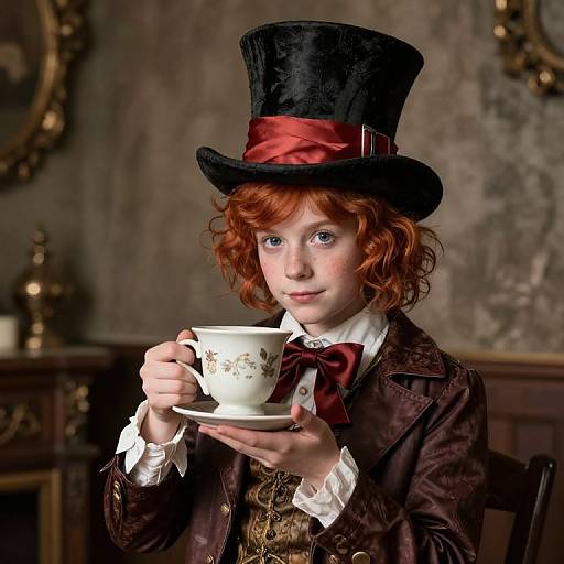 Mad Hatter Girl with Red Hair
