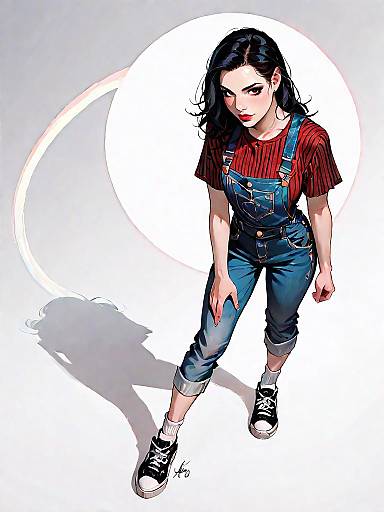 Stylish Girl in Casual Stripes Outfit