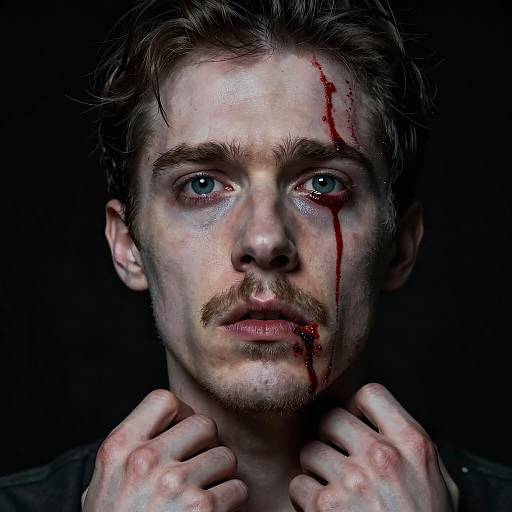 Haunting Portrait of a Distressed Male