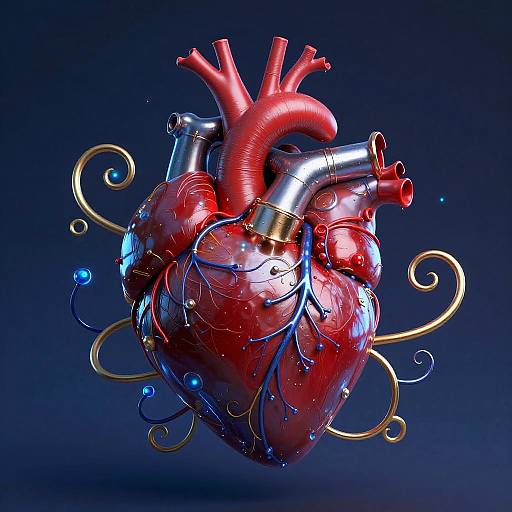 Glossy Mechanical Heart with Ornaments