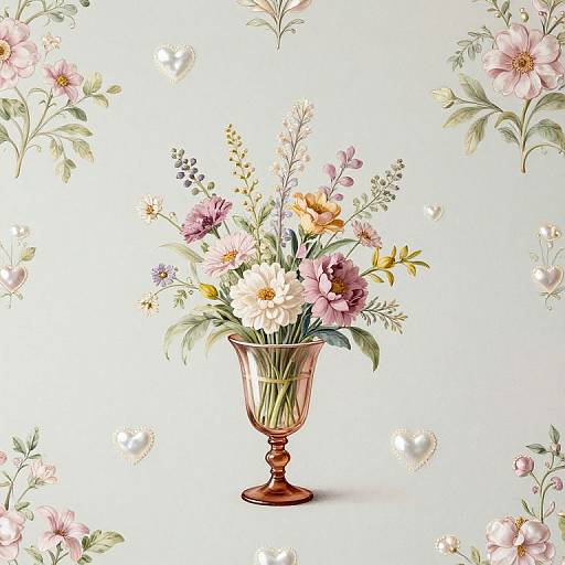 Pastel Victorian Garden with Floral Hearts