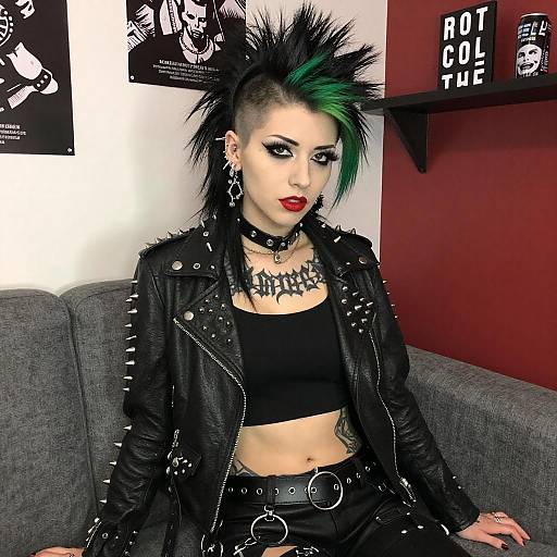 Punk Woman with Green Mohawk