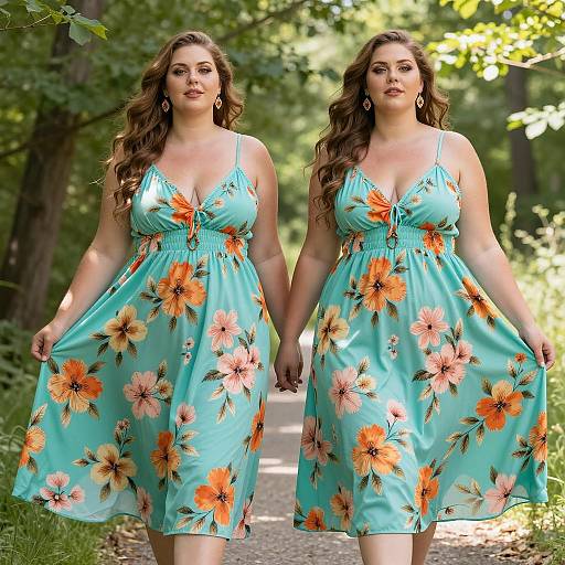 Plus Size Twins in Floral Summer Dresses
