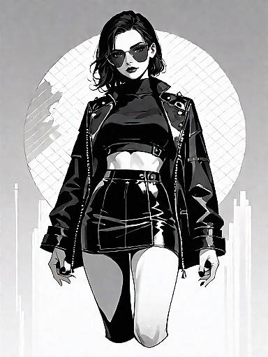 Edgy Fashionable Woman in Comics Style