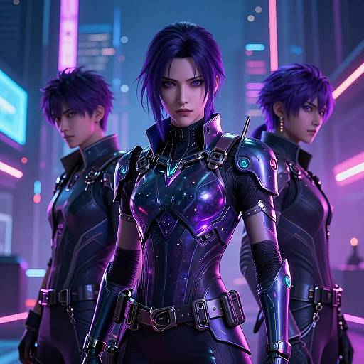 Cyberpunk Characters with Neon Armor