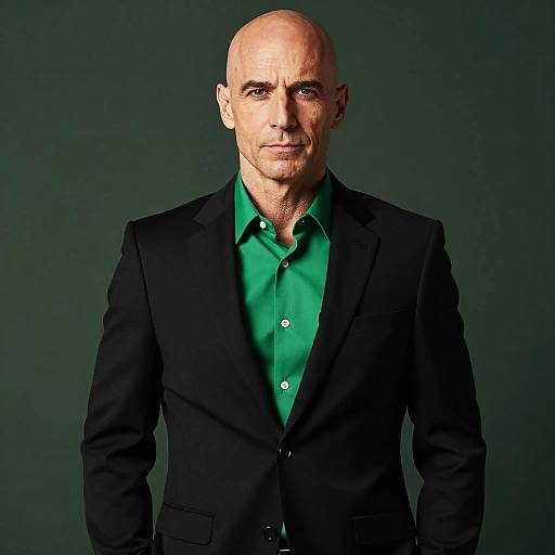 Confident Bald Man in Stylish Suit