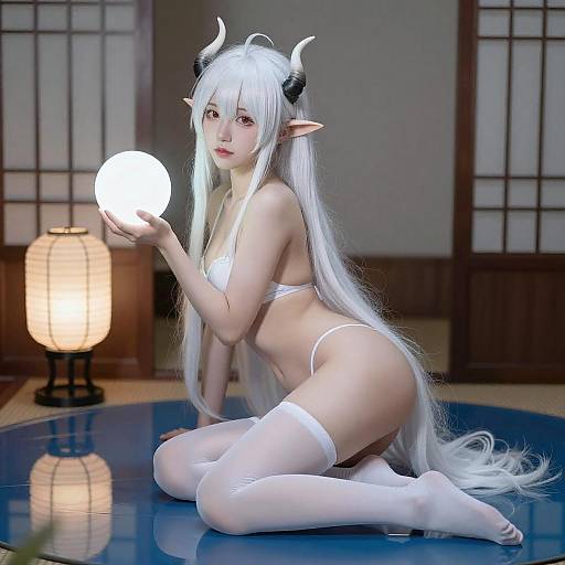 Anime Female with Glowing Orb Artwork