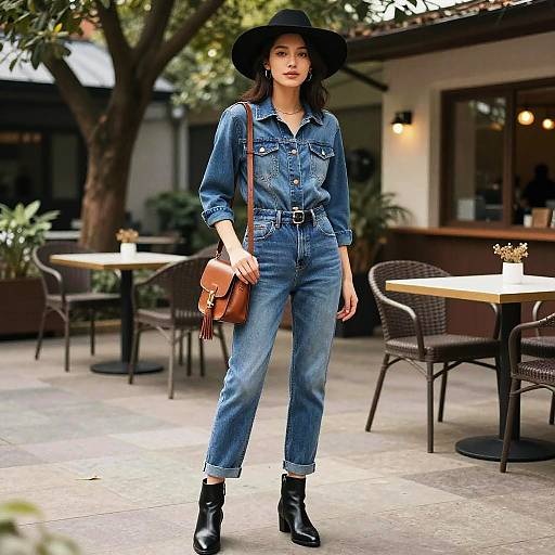 Chic Denim Jumpsuit Courtyard Style