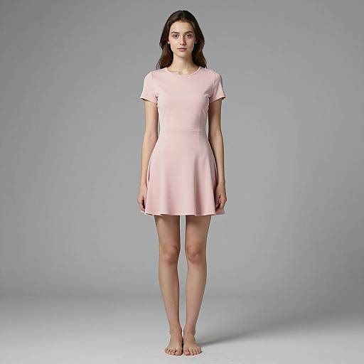 Realistic Portrait of Woman in Pink Dress